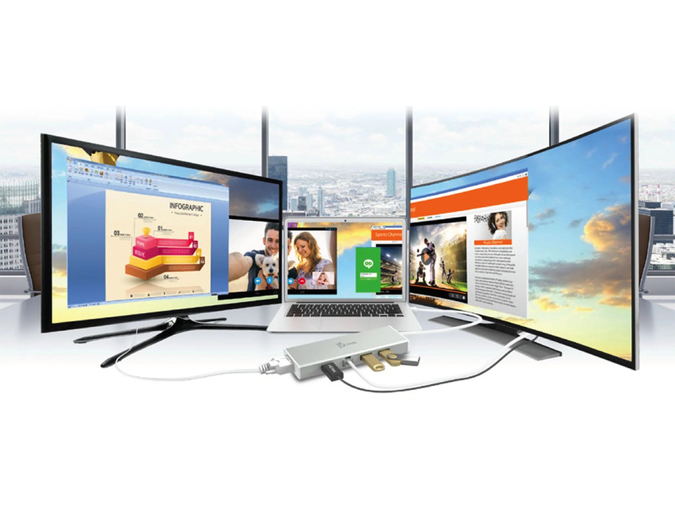 Multipuerto-USB JUD380 HDMI/VGA/ETHERNET/2P.USB
